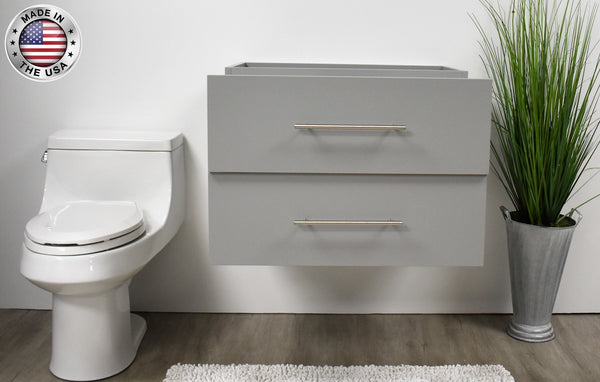 Volpa Napa 30" Modern Wall-Mounted Floating Bathroom Vanity with Round Handles Cabinet Only - Luxe Bathroom Vanities Luxury Bathroom Fixtures Bathroom Furniture