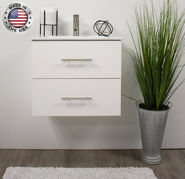 Volpa Napa 30" Modern Wall-Mounted Floating Bathroom Vanity with Round Handles Cabinet Only - Luxe Bathroom Vanities Luxury Bathroom Fixtures Bathroom Furniture