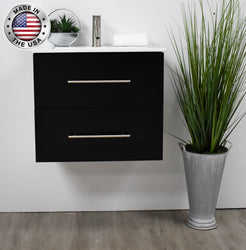 Volpa Napa 30" Modern Wall-Mounted Floating Bathroom Vanity with Ceramic Top and Round Handles - Luxe Bathroom Vanities Luxury Bathroom Fixtures Bathroom Furniture