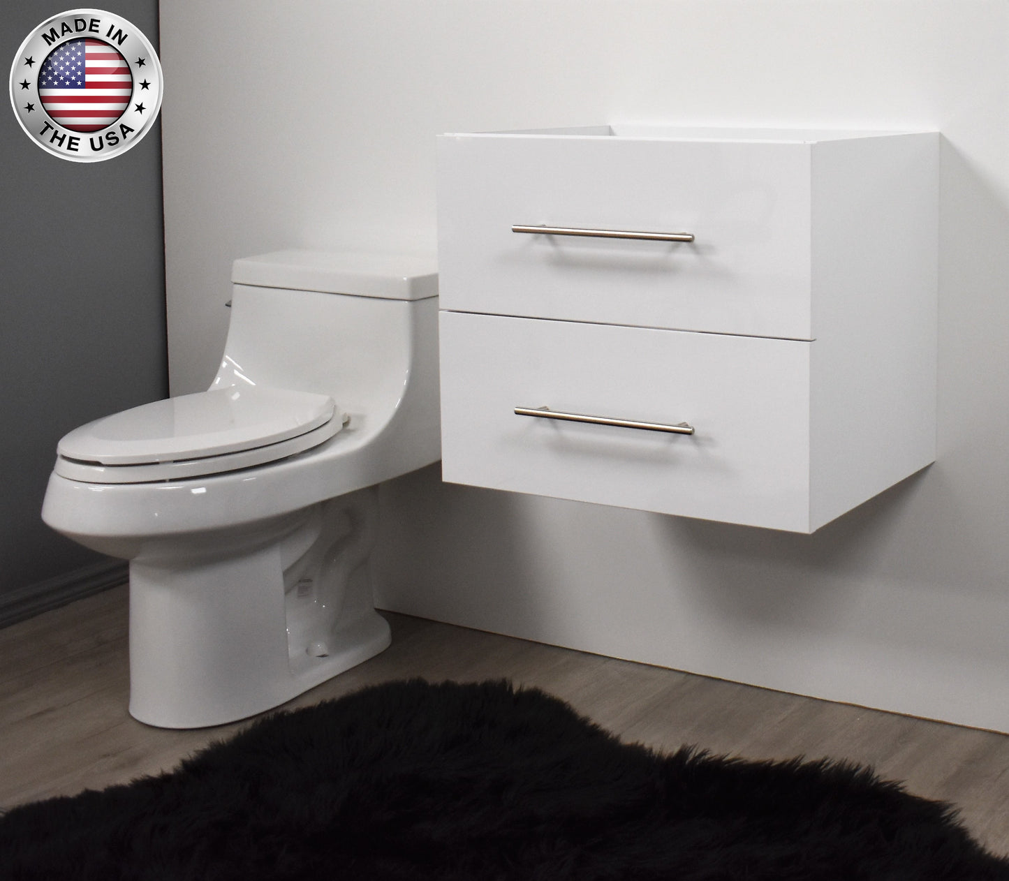 Volpa Napa 30" Modern Wall-Mounted Floating Bathroom Vanity with Round Handles Cabinet Only - Luxe Bathroom Vanities Luxury Bathroom Fixtures Bathroom Furniture