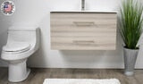 Volpa Napa 36" Modern Wall-Mounted Floating Bathroom Vanity with Ceramic Top and Round Handles - Luxe Bathroom Vanities Luxury Bathroom Fixtures Bathroom Furniture