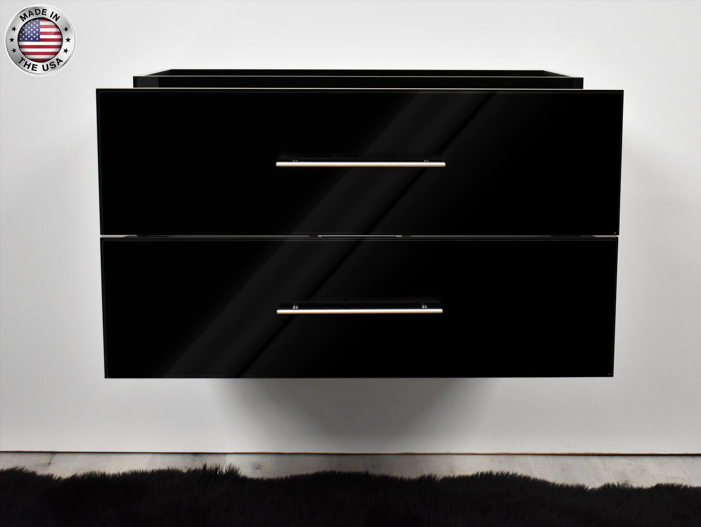 Volpa Napa 36" Modern Wall-Mounted Floating Bathroom Vanity with Round Handles Cabinet Only - Luxe Bathroom Vanities Luxury Bathroom Fixtures Bathroom Furniture
