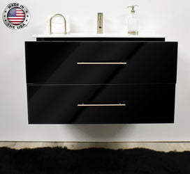 Volpa Napa 36" Modern Wall-Mounted Floating Bathroom Vanity with Round Handles Cabinet Only - Luxe Bathroom Vanities Luxury Bathroom Fixtures Bathroom Furniture
