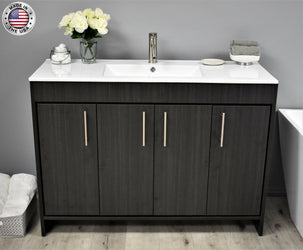 Volpa Villa 48" Modern Bathroom Vanity with Brushed Nickel Round Handles Cabinet Only - Luxe Bathroom Vanities Luxury Bathroom Fixtures Bathroom Furniture