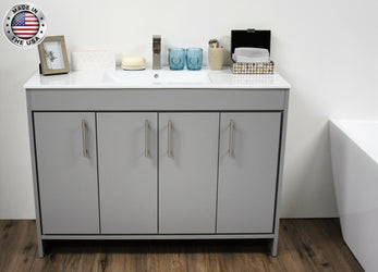 Volpa Villa 48" Modern Bathroom Vanity with Brushed Nickel Round Handles Cabinet Only - Luxe Bathroom Vanities Luxury Bathroom Fixtures Bathroom Furniture