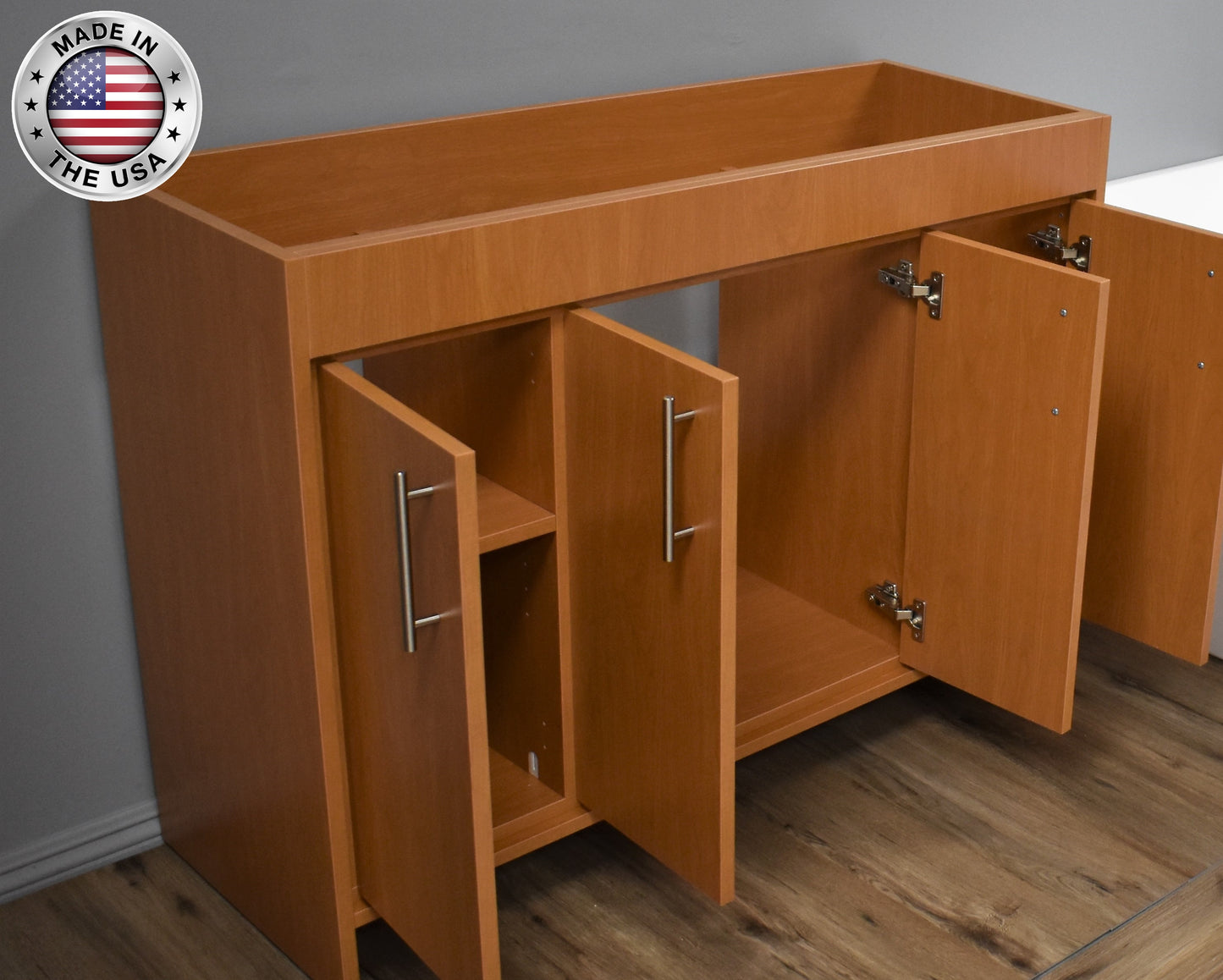 Volpa Villa 48" Modern Bathroom Vanity with Brushed Nickel Round Handles Cabinet Only - Luxe Bathroom Vanities Luxury Bathroom Fixtures Bathroom Furniture