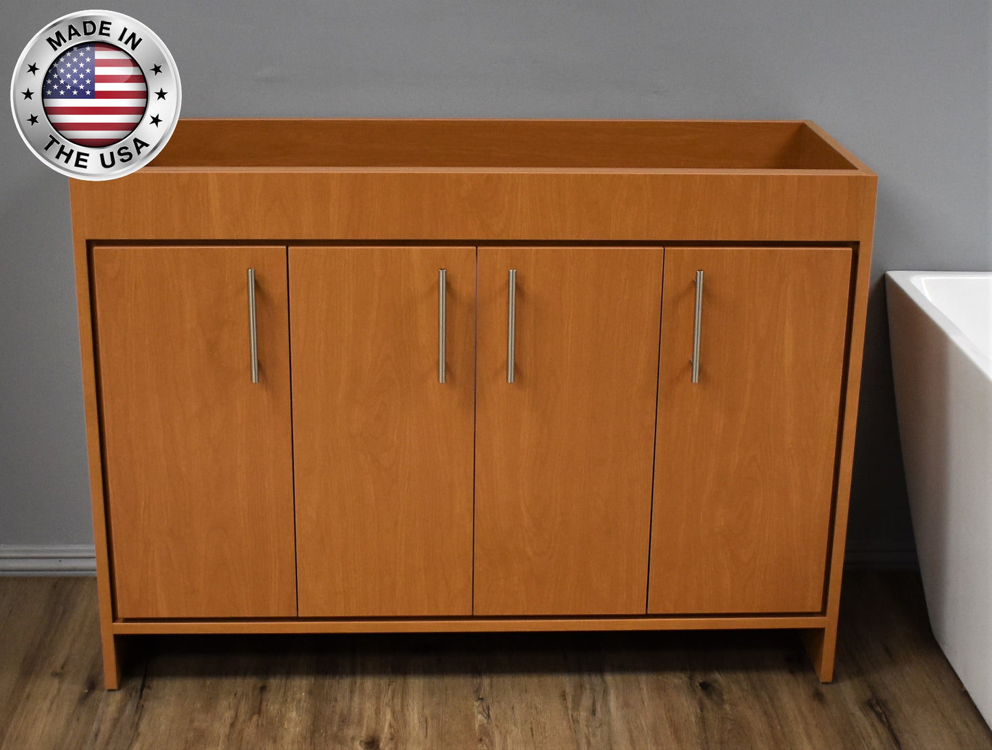 Volpa Villa 48" Modern Bathroom Vanity with Brushed Nickel Round Handles Cabinet Only - Luxe Bathroom Vanities Luxury Bathroom Fixtures Bathroom Furniture