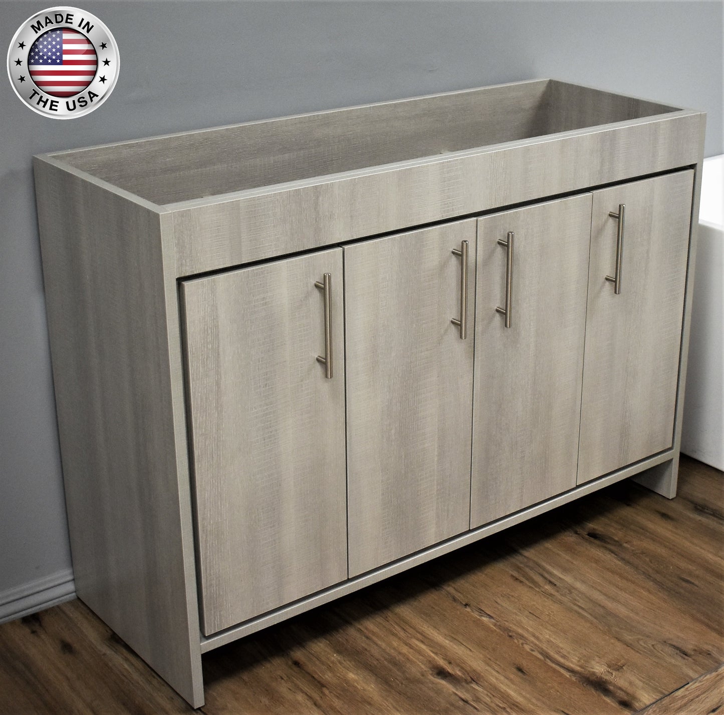 Volpa Villa 48" Modern Bathroom Vanity with Brushed Nickel Round Handles Cabinet Only - Luxe Bathroom Vanities Luxury Bathroom Fixtures Bathroom Furniture