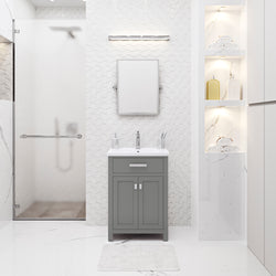 Water Creation MYRA 24 Inch MDF Single Bowl Ceramics Top Vanity With Double Door - Luxe Bathroom Vanities