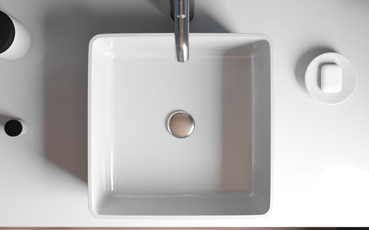 Dolomite Mineral Composite 16" Square Vessel Sink - Luxe Bathroom Vanities