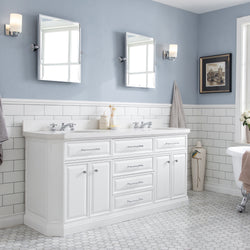 Water Creation Palace 72" Quartz Carrara Bathroom Vanity Set With Hardware - Luxe Bathroom Vanities