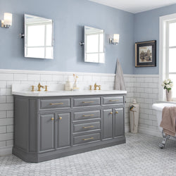 Water Creation Palace 72" Quartz Carrara Bathroom Vanity Set With Hardware - Luxe Bathroom Vanities