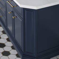 Water Creation Palace 72" Inch Double Sink White Quartz Countertop Vanity in Monarch Blue - Luxe Bathroom Vanities