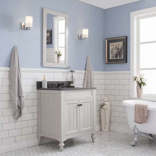 Water Creation Potenza 30" Bathroom Vanity in Earl Grey with Blue Limestone Top with Faucet - Luxe Bathroom Vanities