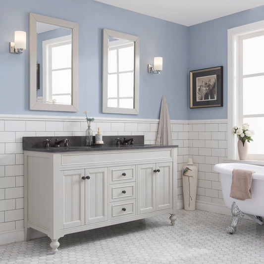 Water Creation Potenza 60" Inch Double Sink Bathroom Vanity in Earl Grey - Luxe Bathroom Vanities