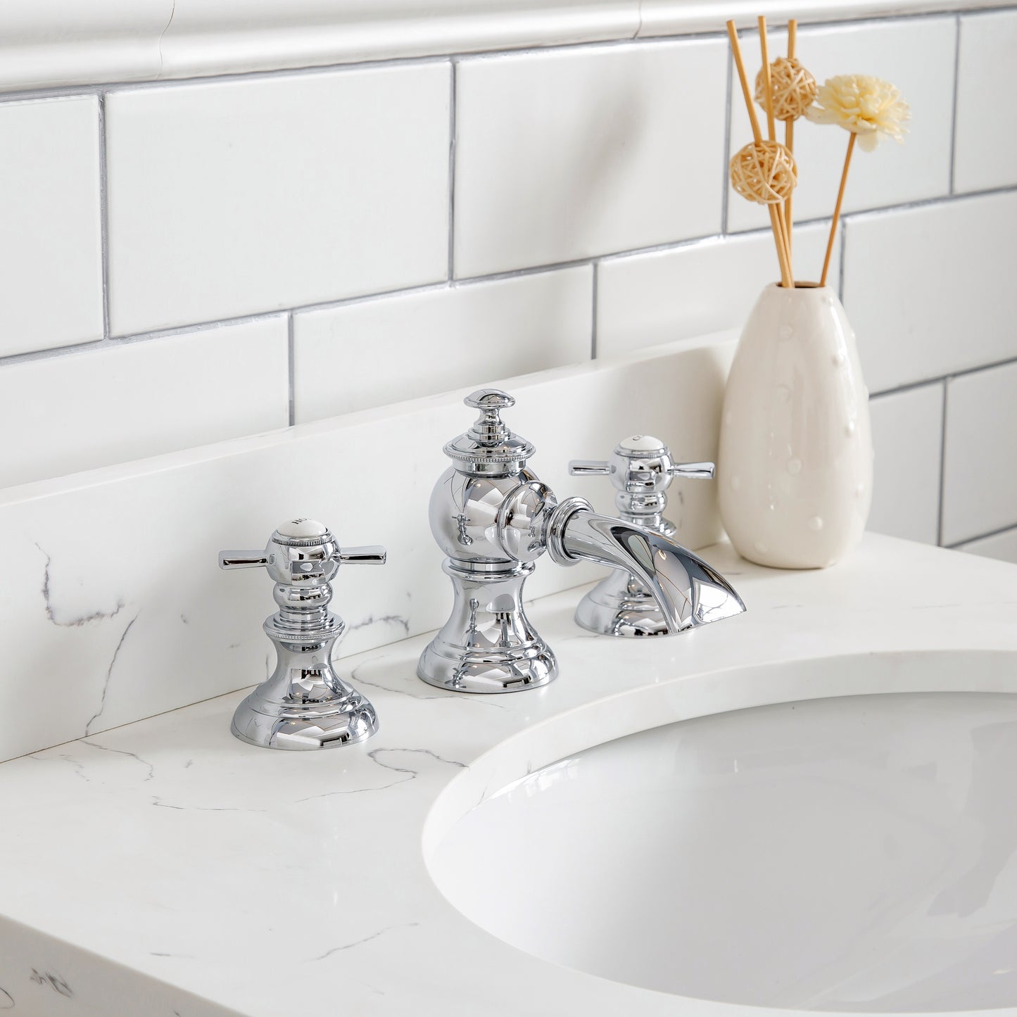 Water Creation Queen 24" Inch Single Sink Quartz Carrara Vanity with Lavatory Faucet - Luxe Bathroom Vanities