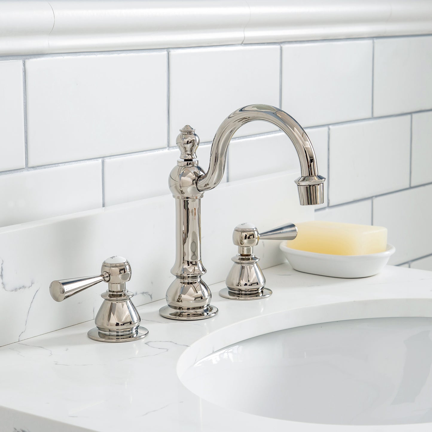Water Creation Queen 24" Inch Single Sink Quartz Carrara Vanity with Matching Mirror and Lavatory Faucet - Luxe Bathroom Vanities