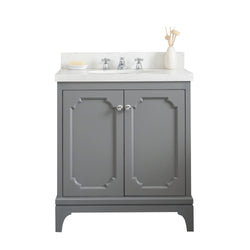 Water Creation Queen 30" Inch Single Sink Quartz Carrara Vanity - Luxe Bathroom Vanities