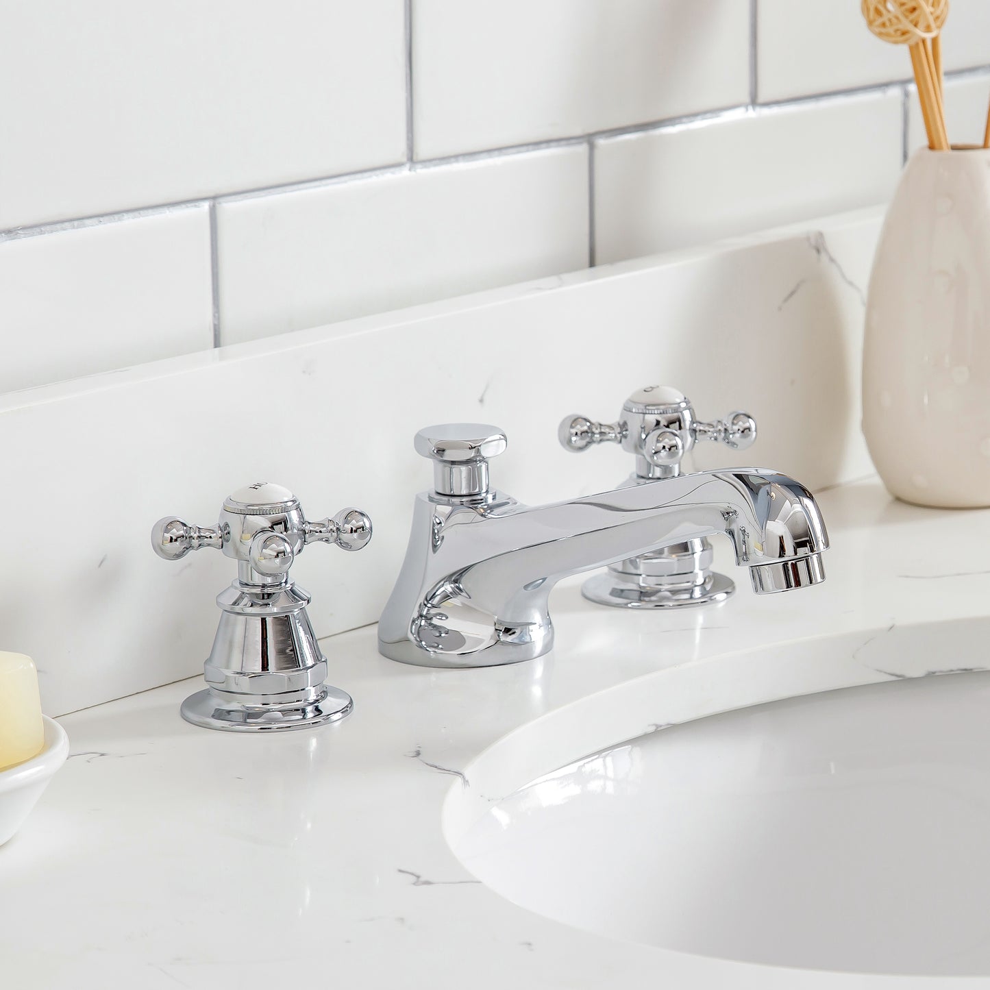 Water Creation Queen 30" Inch Single Sink Quartz Carrara Vanity with Lavatory Faucet - Luxe Bathroom Vanities