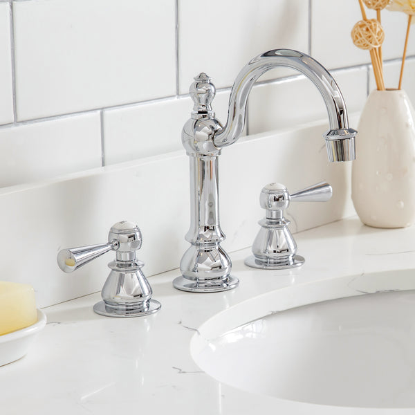 Water Creation Queen 30" Inch Single Sink Quartz Carrara Vanity with Matching Mirror and Lavatory Faucet - Luxe Bathroom Vanities