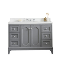 Water Creation Queen 48" Inch Single Sink Quartz Carrara Vanity with Lavatory Faucet - Luxe Bathroom Vanities
