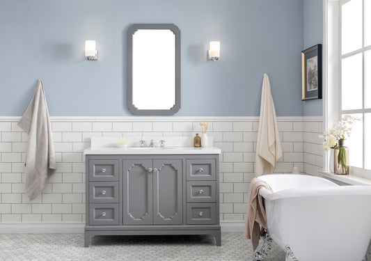 Water Creation Queen 48" Inch Single Sink Quartz Carrara Vanity with Matching Mirror - Luxe Bathroom Vanities