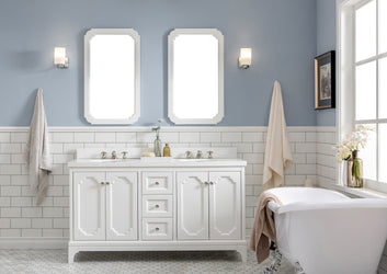 Water Creation Queen 60" Inch Double Sink Quartz Carrara Vanity - Luxe Bathroom Vanities