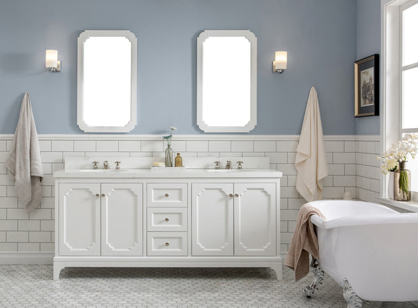 Water Creation Queen 72" Inch Double Sink Quartz Carrara Vanity - Luxe Bathroom Vanities