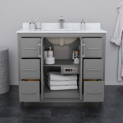 Wyndham Icon 42 Inch Single Bathroom Vanity No Countertop, No Sink in Brushed Nickel Trim - Luxe Bathroom Vanities