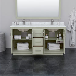 Wyndham Icon 66 Inch Double Bathroom Vanity  No Countertop, No Sink in Brushed Nickel Trim - Luxe Bathroom Vanities