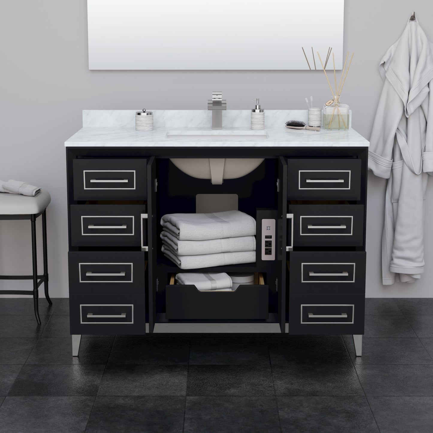 Wyndham Marlena 48 Inch Single Bathroom Vanity No Counter Top No Sink - Luxe Bathroom Vanities