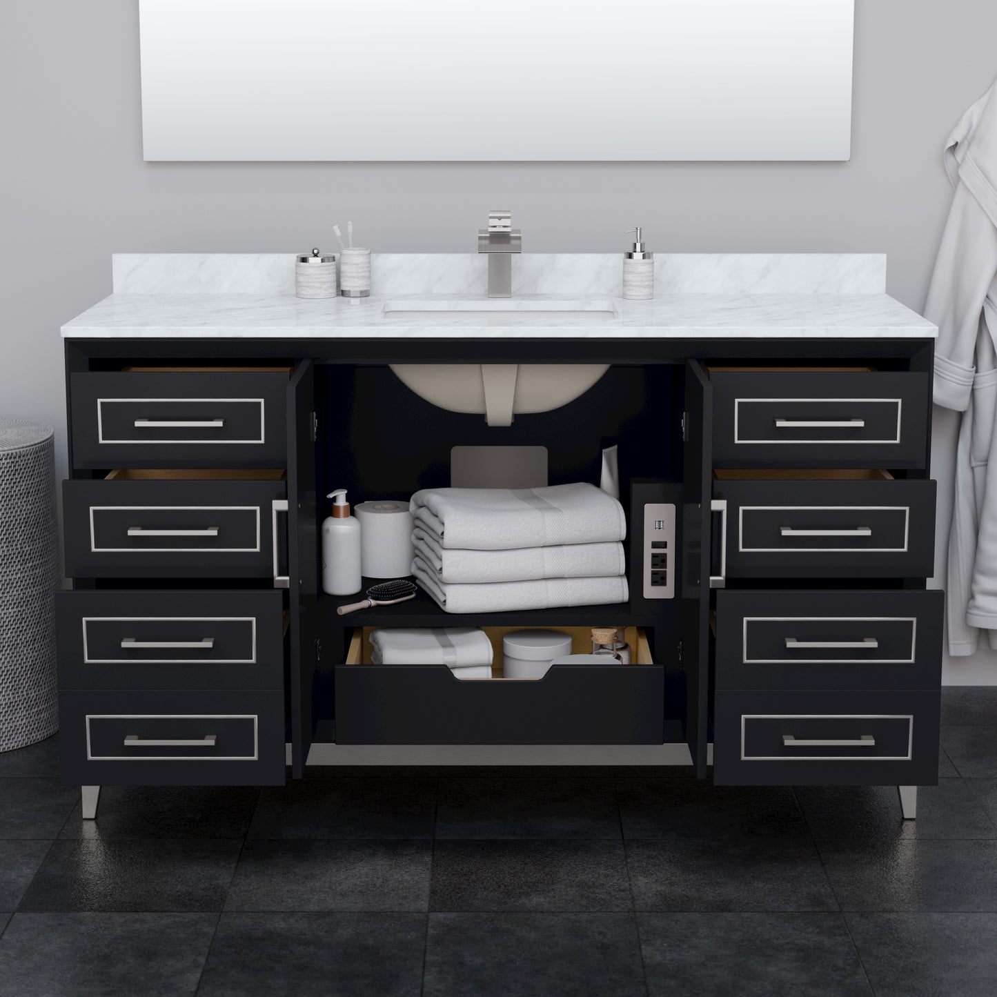 Wyndham Marlena 60 Inch Single Bathroom Vanity No Counter Top No Sink - Luxe Bathroom Vanities