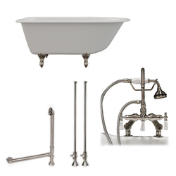 Cambridge Plumbing 55" X 30" Cast-Iron Rolled Rim Clawfoot Tub Package with 7" Deck Mount Faucet Drillings - Luxe Bathroom Vanities