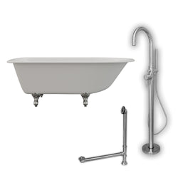 Cambridge Plumbing 61" X 30" Cast-Iron Rolled Rim Clawfoot Tub Package with no Faucet Drillings - Luxe Bathroom Vanities