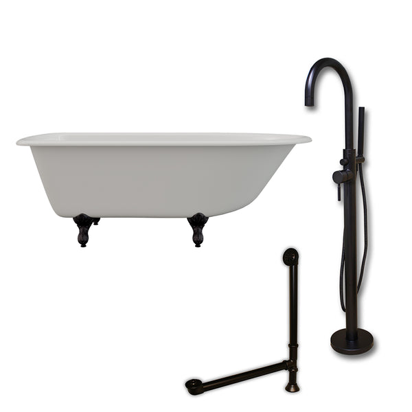 Cambridge Plumbing 61" X 30" Cast-Iron Rolled Rim Clawfoot Tub Package with no Faucet Drillings - Luxe Bathroom Vanities