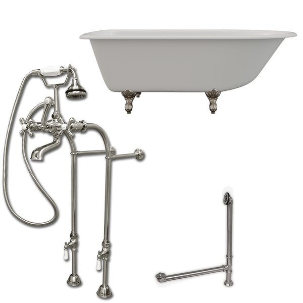 Cambridge Plumbing 61" X 30" Cast-Iron Rolled Rim Clawfoot Tub Package with no Faucet Drillings - Luxe Bathroom Vanities