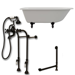 Cambridge Plumbing 61" X 30" Cast-Iron Rolled Rim Clawfoot Tub Package with no Faucet Drillings - Luxe Bathroom Vanities