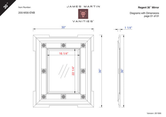 James Martin Regent 30" Mirror - Luxe Bathroom Vanities