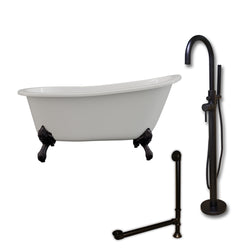 Cambridge Plumbing 61" X 30" Cast Iron Slipper Clawfoot Tub Package with no Faucet Drillings - Luxe Bathroom Vanities