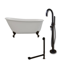 Cambridge Plumbing 54" X 30" Cast Iron Swedish Slipper Tub  Package with no Faucet Drillings - Luxe Bathroom Vanities