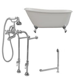 Cambridge Plumbing 54" X 30" Cast Iron Swedish Slipper Tub  Package with no Faucet Drillings - Luxe Bathroom Vanities