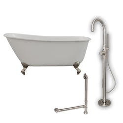 Cambridge Plumbing 58" X 30" Cast Iron Swedish Slipper Tub Package with no Faucet Drillings - Luxe Bathroom Vanities