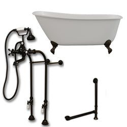 Cambridge Plumbing 58" X 30" Cast Iron Swedish Slipper Tub Package with no Faucet Drillings - Luxe Bathroom Vanities