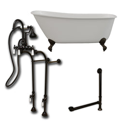 Cambridge Plumbing 58" X 30" Cast Iron Swedish Slipper Tub Package with no Faucet Drillings - Luxe Bathroom Vanities