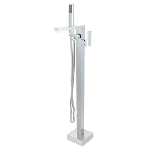 Single-Handle Floor-Mount Freestanding Tub Faucet with Hand Shower - Luxe Bathroom Vanities