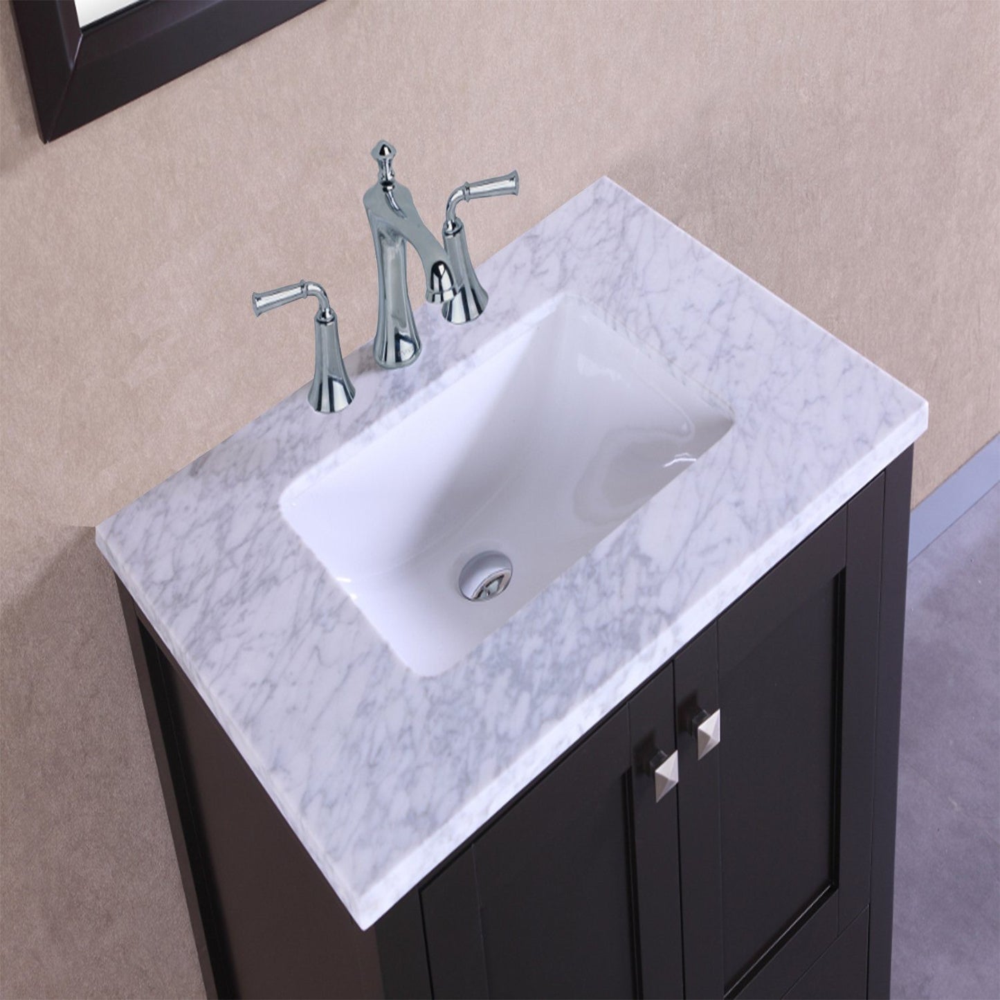 Totti Shaker 30" Transitional Bathroom Vanity with White Carrera Countertop - Luxe Bathroom Vanities Luxury Bathroom Fixtures Bathroom Furniture