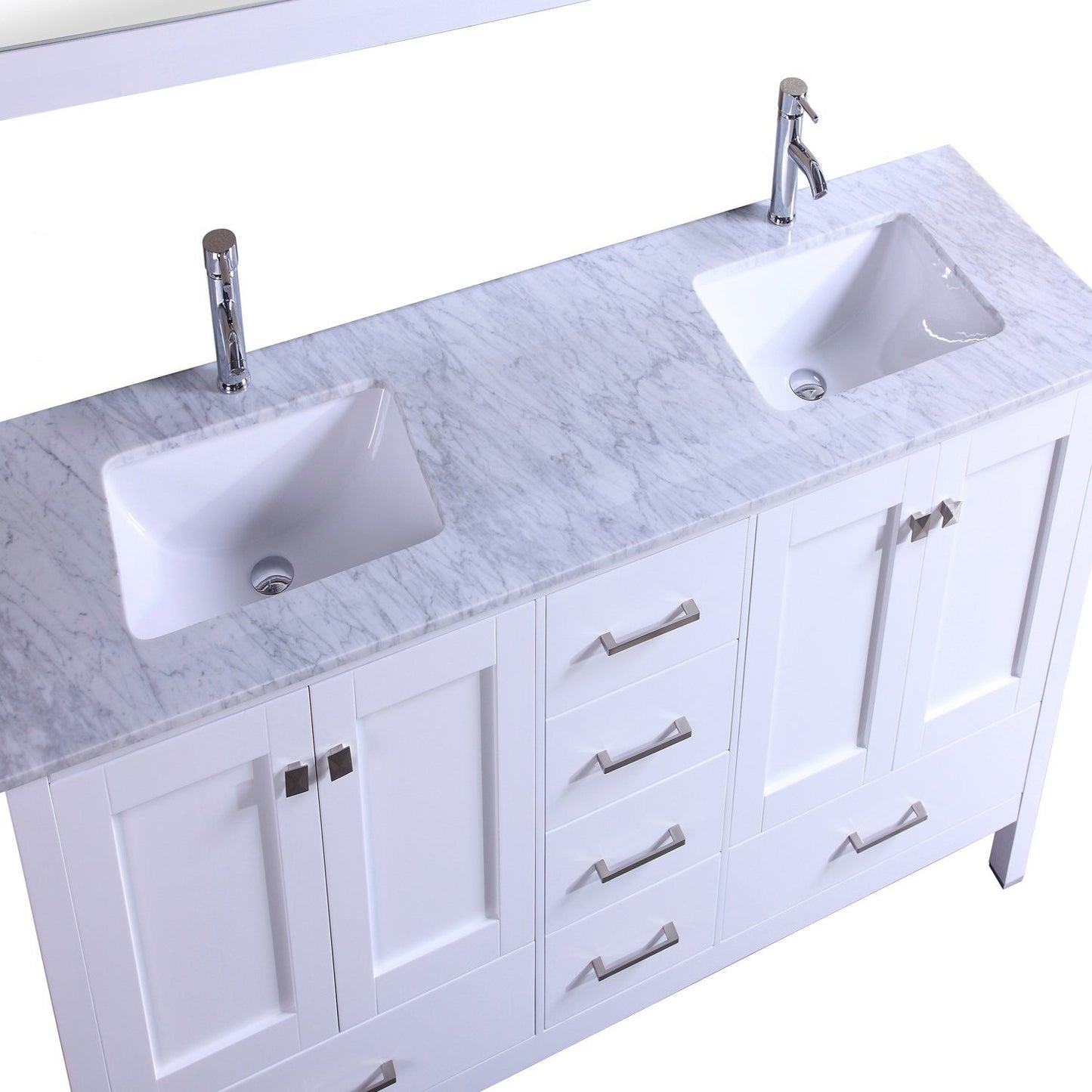 Totti Shaker 48" Transitional White Bathroom Vanity with White Carrera Countertop - Luxe Bathroom Vanities Luxury Bathroom Fixtures Bathroom Furniture