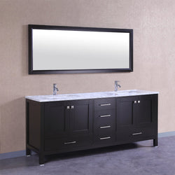 Totti Shaker 60" Transitional Bathroom Vanity with White Carrera Countertop - Luxe Bathroom Vanities Luxury Bathroom Fixtures Bathroom Furniture