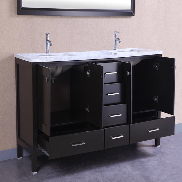 Totti Shaker 60" Transitional Bathroom Vanity with White Carrera Countertop - Luxe Bathroom Vanities Luxury Bathroom Fixtures Bathroom Furniture