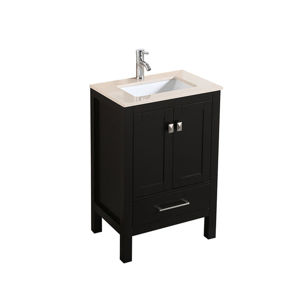 Eviva London 30" Transitional Espresso bathroom vanity with white Carrara marble countertop - Luxe Bathroom Vanities Luxury Bathroom Fixtures Bathroom Furniture